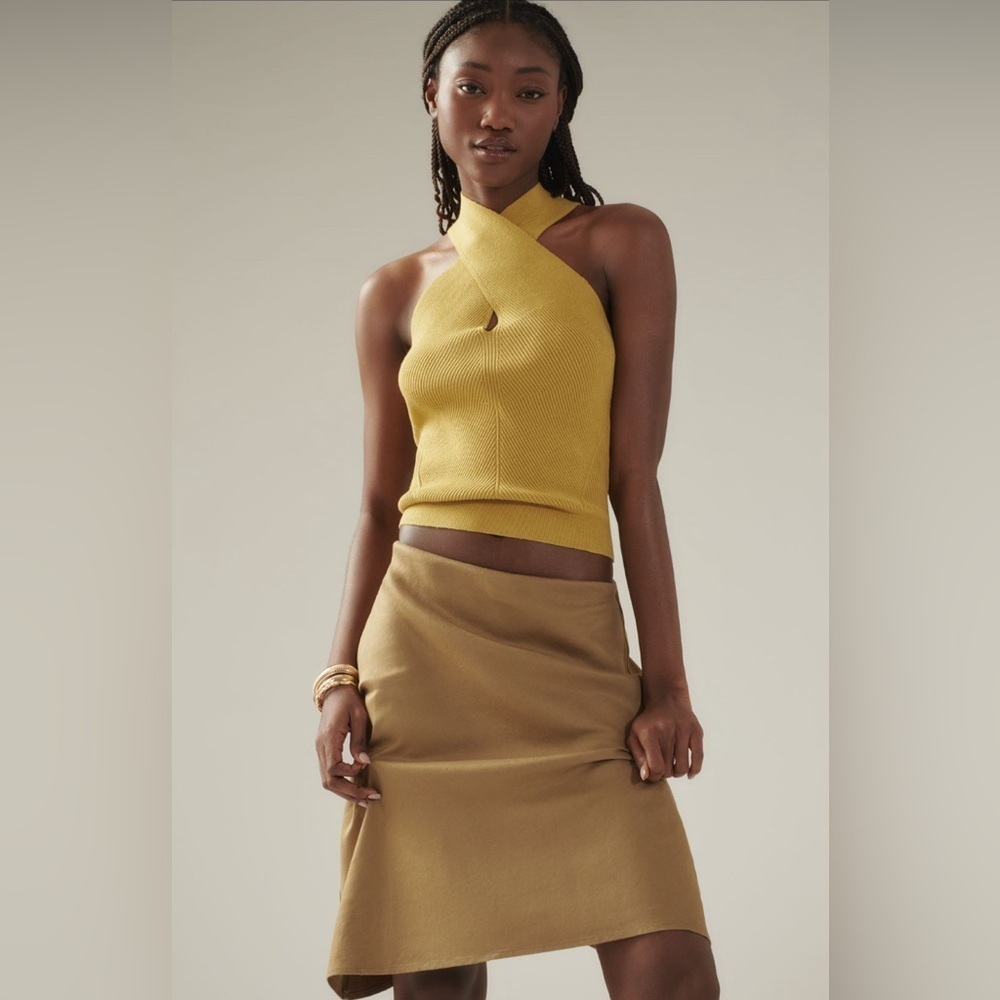 NWT! Anthropologie Tilda Knee-Length Slip Skirt: Linen Edition - Size XS 💎🍊